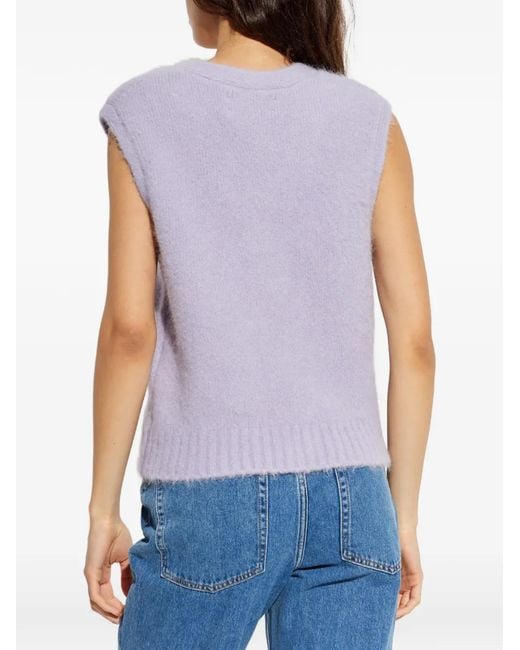 Samsøe & Samsøe Purple Buttoned V-Neck Knitted Vest