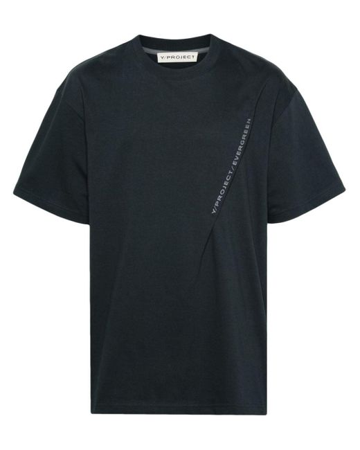 Y. Project Black Pleat-detail Cotton T-shirt