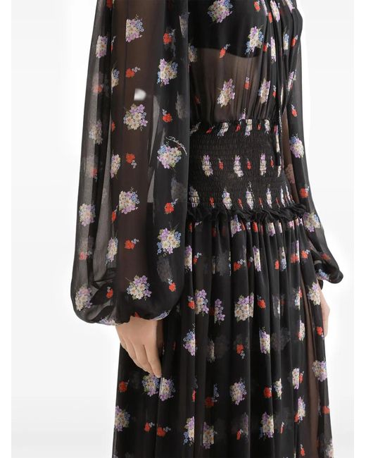 Dolce & Gabbana Black Floral Midi Dress