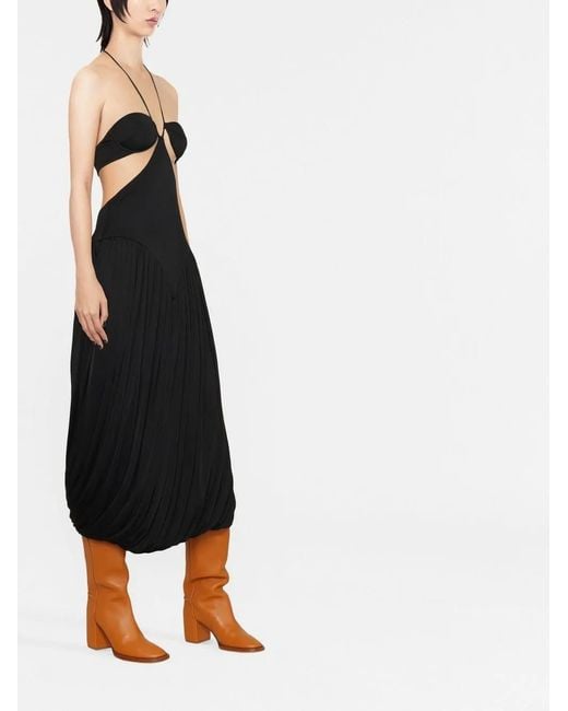 Stella McCartney Black Triangle-Bra Halterneck Midi Dress