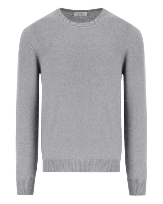 Chez Paul Gray Ribbed Cashmere Sweater for men