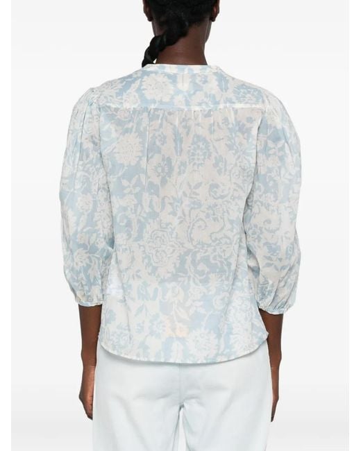 MAISON 123 White Devona Floral-Print Blouse
