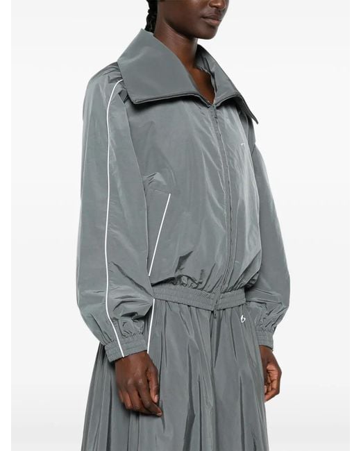 Balenciaga Gray Logo-Print High-Neck Lighweight Jacket