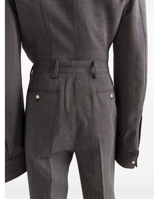 Prada Gray Checked Wool Tailored Trousers for men