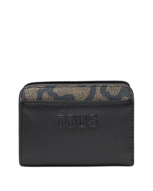 Tous Black Embossed Zip Wallet