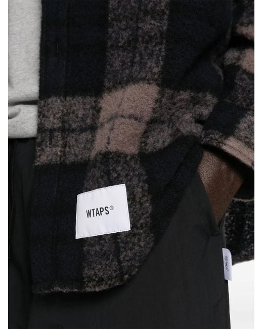(w)taps Black Checked Shirt for men