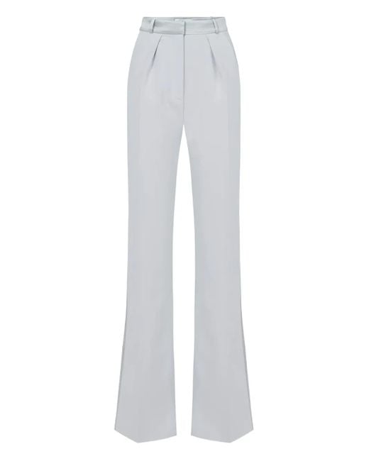 Elisabetta Franchi White Tuxedo-Details Waistband Trousers