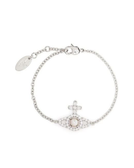 Vivienne Westwood White Olympia Pearl Chain Bracelet