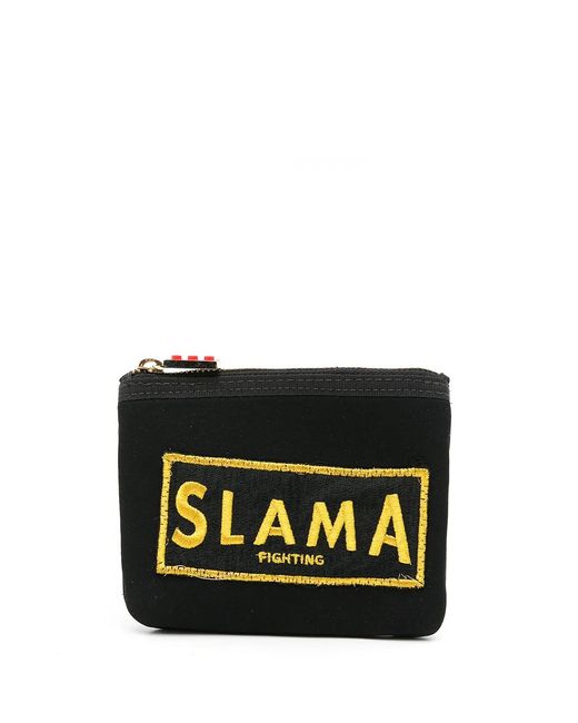 Amir Slama Black Embroidered-Logo Purse