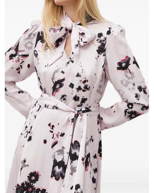 Bruuns Bazaar White Bow-Neck Floral Midi Dress