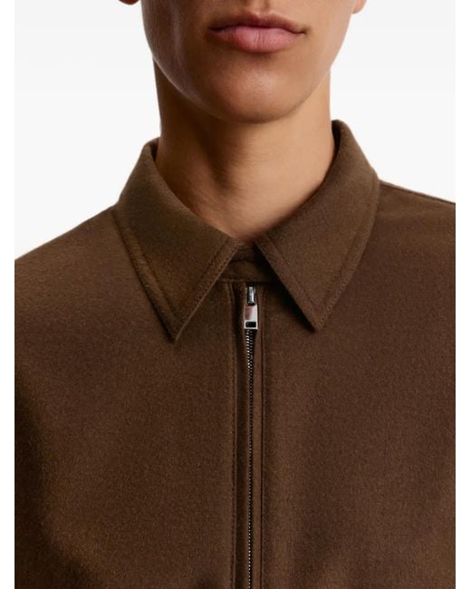 12 STOREEZ Brown Zip-Up Crop Shirt
