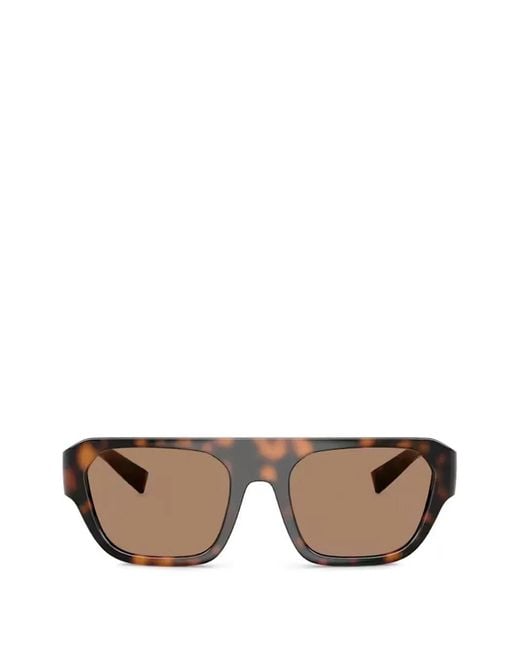 Dolce & Gabbana Brown Tortoiseshell-Effect Logo-Plaque Sunglasses