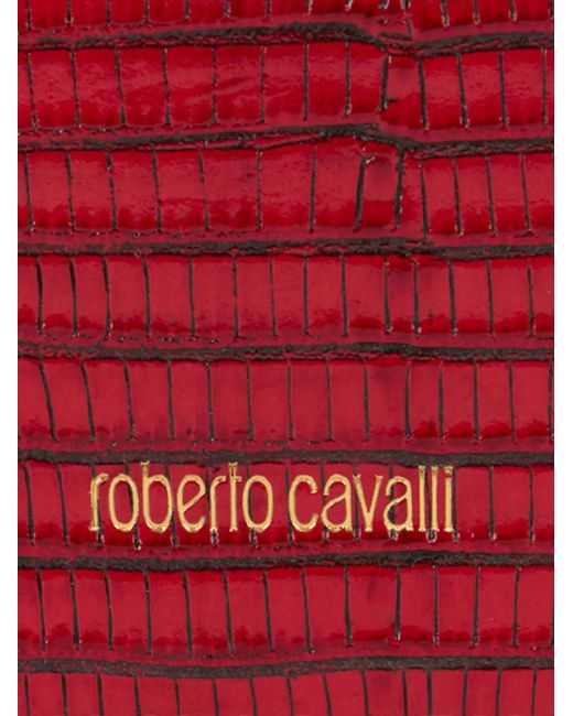 Roberto Cavalli Red Medium Snake-Embellished Top-Handle Chain Cross Body Bag