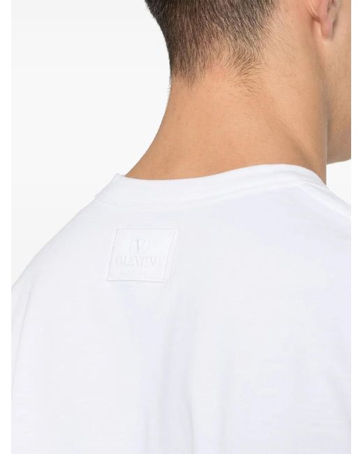 Valentino Garavani White Logo-Patch Cotton T-Shirt for men