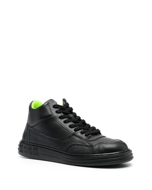 MSGM Black Logo-Print High-Top Sneakers for men