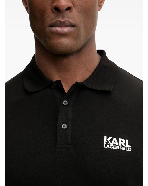 Karl Lagerfeld Black Polo À Logo Imprimé for men