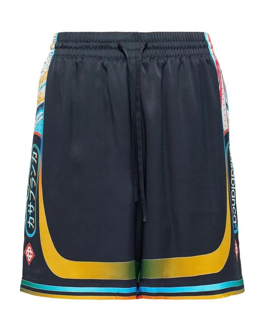 Casablanca Blue Drawstring-Fastening Printed Shorts for men