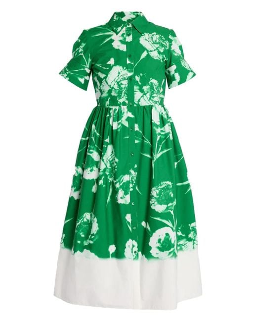 Erdem フローラル スカートドレス Green