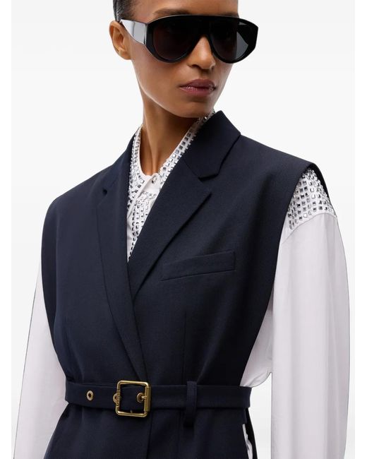 Pinko Blue Vest With Open Sides And Belt