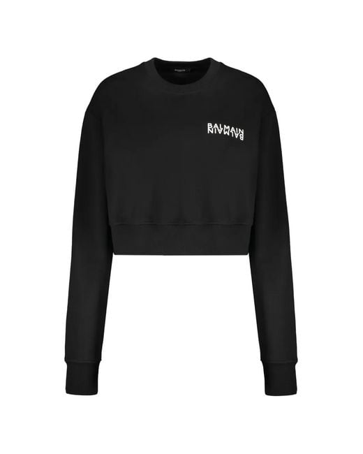 Balmain Black Cropped Logo Sweatshirt