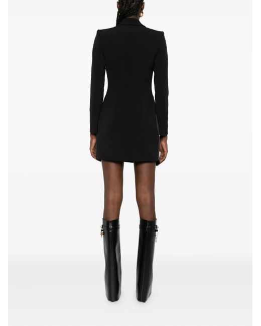 Elisabetta Franchi Black Satin-Lapel Double-Breasted Mini Dress