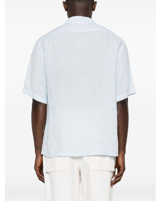 Barena White Short-sleeves Liinen Shirt for men