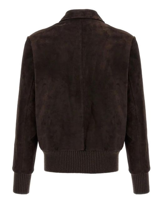 Giorgio Brato Black Aviatore Flap-Pocket Leather Jacket for men