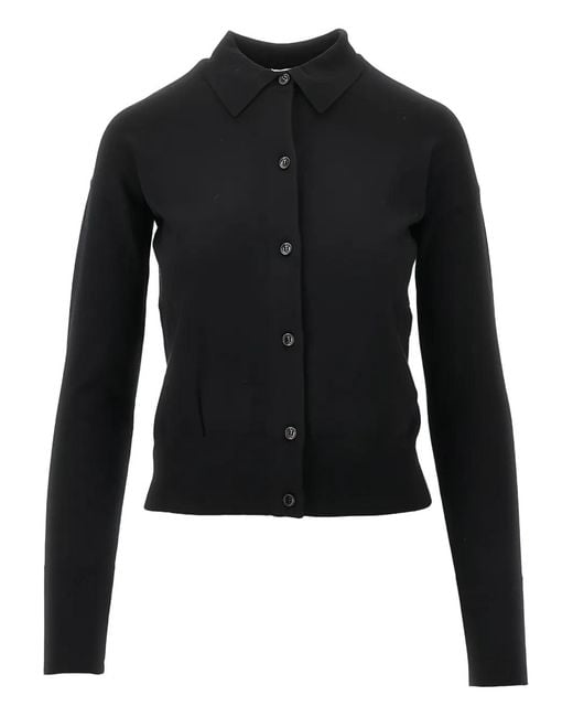 Max Mara Black Wool-Blend Cardigan With Collar