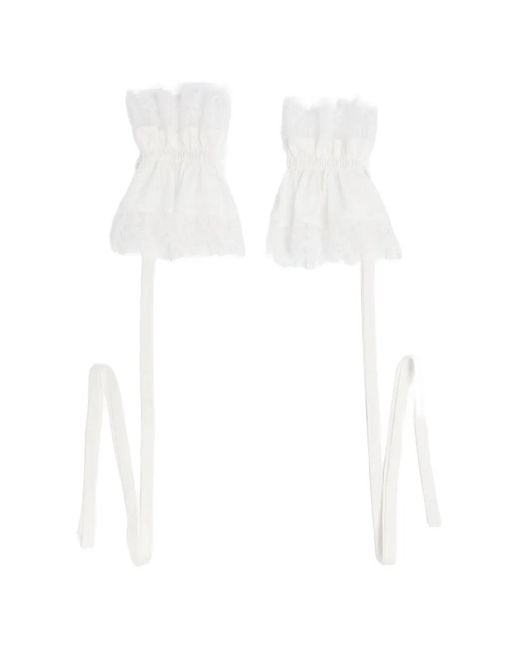 Ann Demeulemeester White Sann Lace-Ruffled Cuffs
