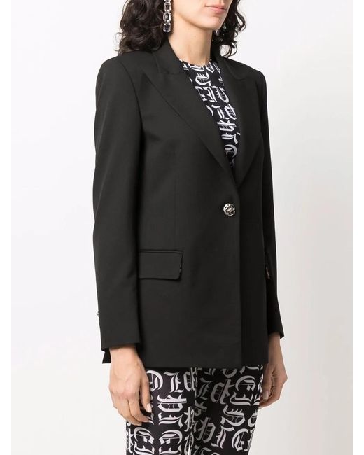 Philipp Plein Black Cady Crystal Skull Blazer