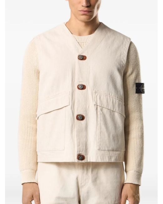 Chaleco Cargo Con Botones Stone Island de hombre de color Natural