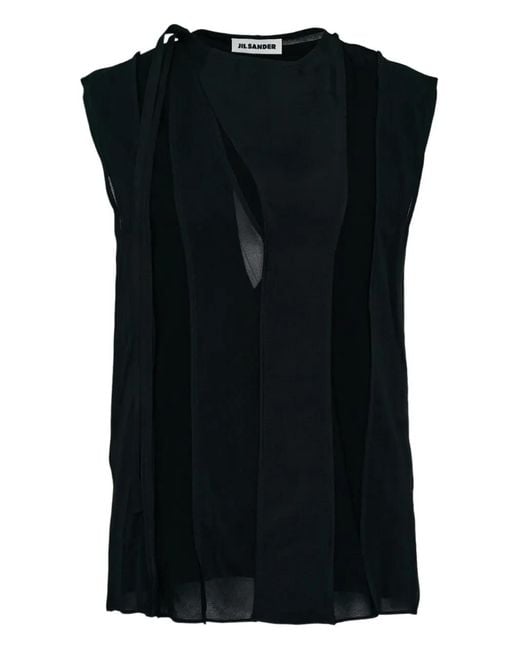 Jil Sander Black Sleeveless Cut-Out Top