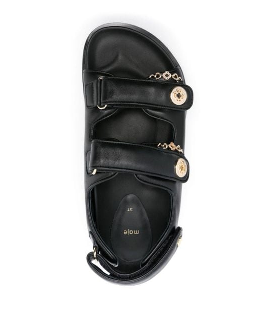 Maje Black Touch-strap Leather Sandals