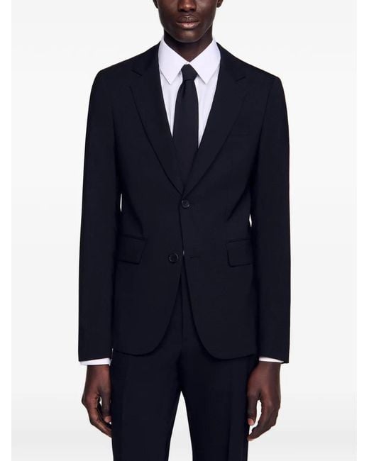 Sandro Black Virgin Wool Suit Jacket for men