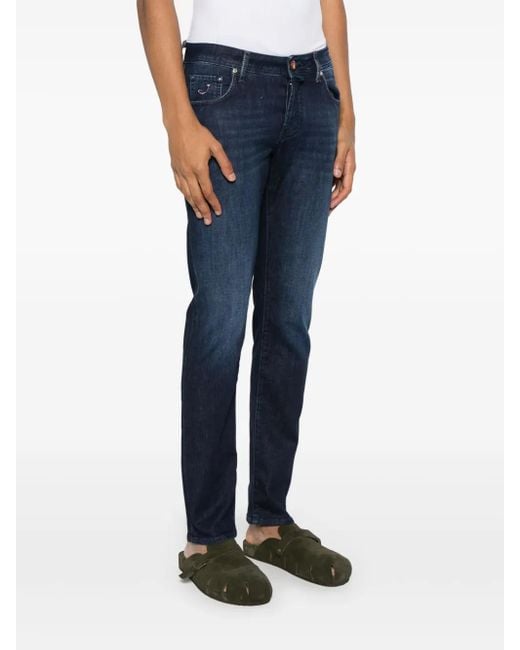 Jacob Cohen Blue Logo-Patch Jeans for men