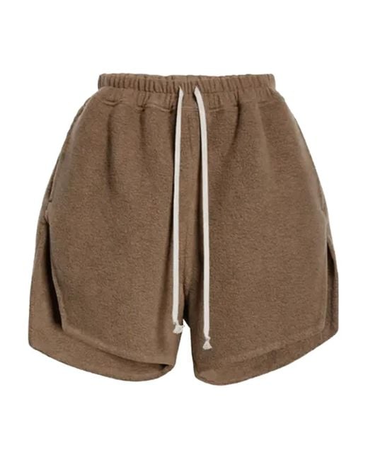 Rick Owens Brown Drawstring Fleece Shorts