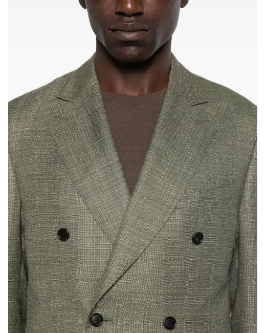 Corneliani Green Double-Breasted Blazer for men