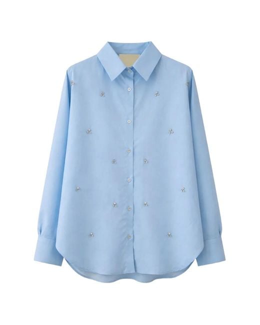 A PAPER KID Blue Embellishment Cotton Shirt