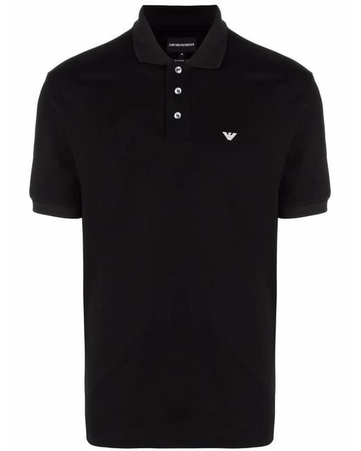 Emporio Armani Black Logo Cotton Polo Shirt for men