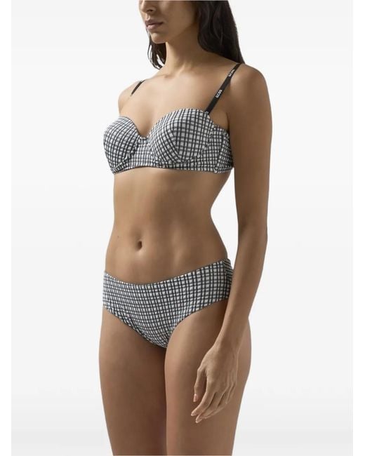 Gcds White Gingham-Pattern Bikini