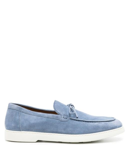 Doucal's Blue Lace-up Suede Loafers for men