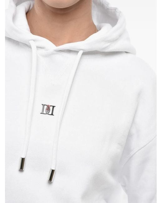 DSquared² White Logo-Plaque Hoodie