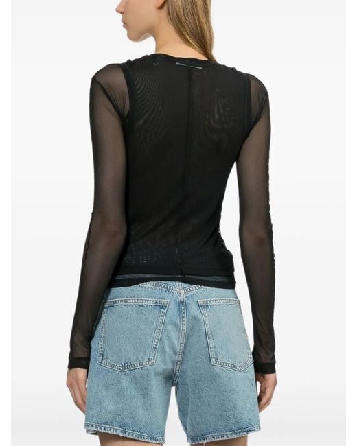 Helmut Lang Black Layered See-Through Top