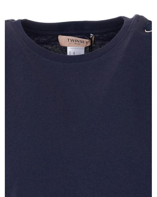 Twinset Blue Tie-Detail Crew-Neck T-Shirt