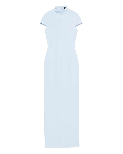 Solace London Blue Lang Mock-Neck Maxi Dress