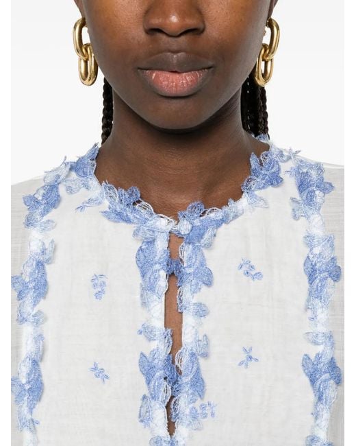 Ermanno Scervino White Floral-Embroidered Tiered Maxi Beach Dress