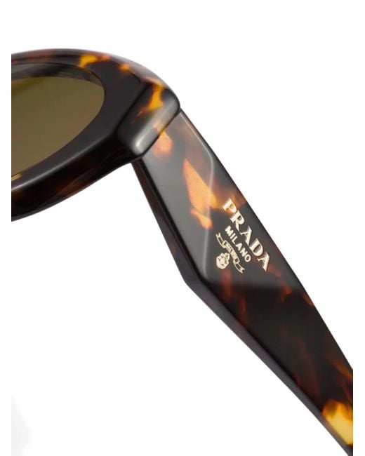 Prada Natural Symbole Oval-Frame Tortoiseshell Sunglasses