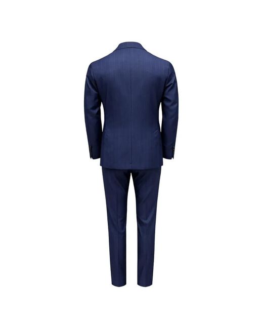 Franzese Collection Blue Beckham Pinstriped Double-Breasted Suit for men