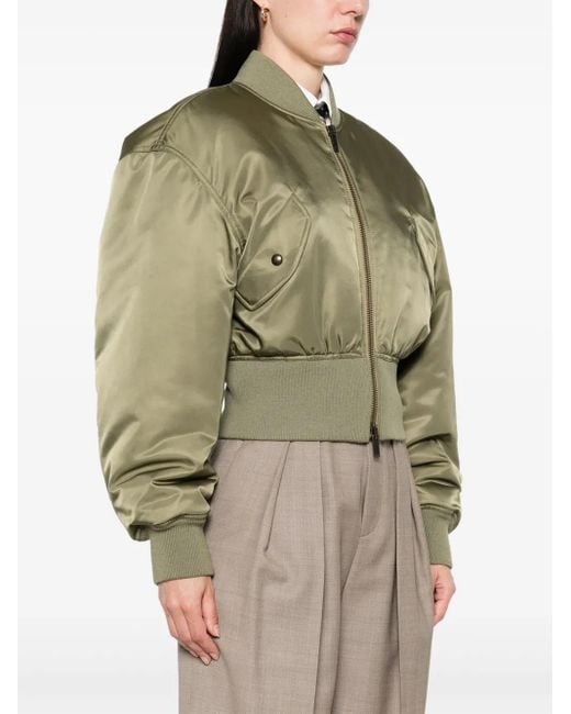Saint Laurent Green Cropped Bomber Jacket