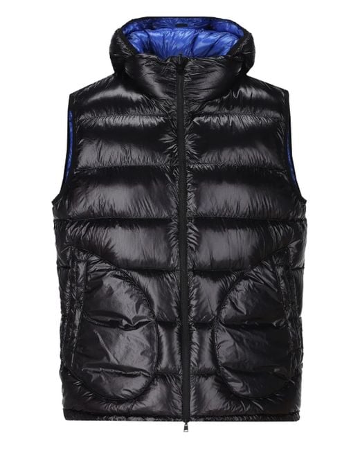 メンズ Herno キルティング フーデッドベスト Black